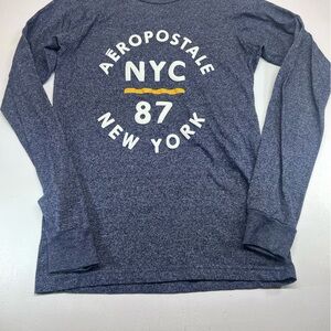 Aeropostale Heather Navy Graphic Crewneck Tee